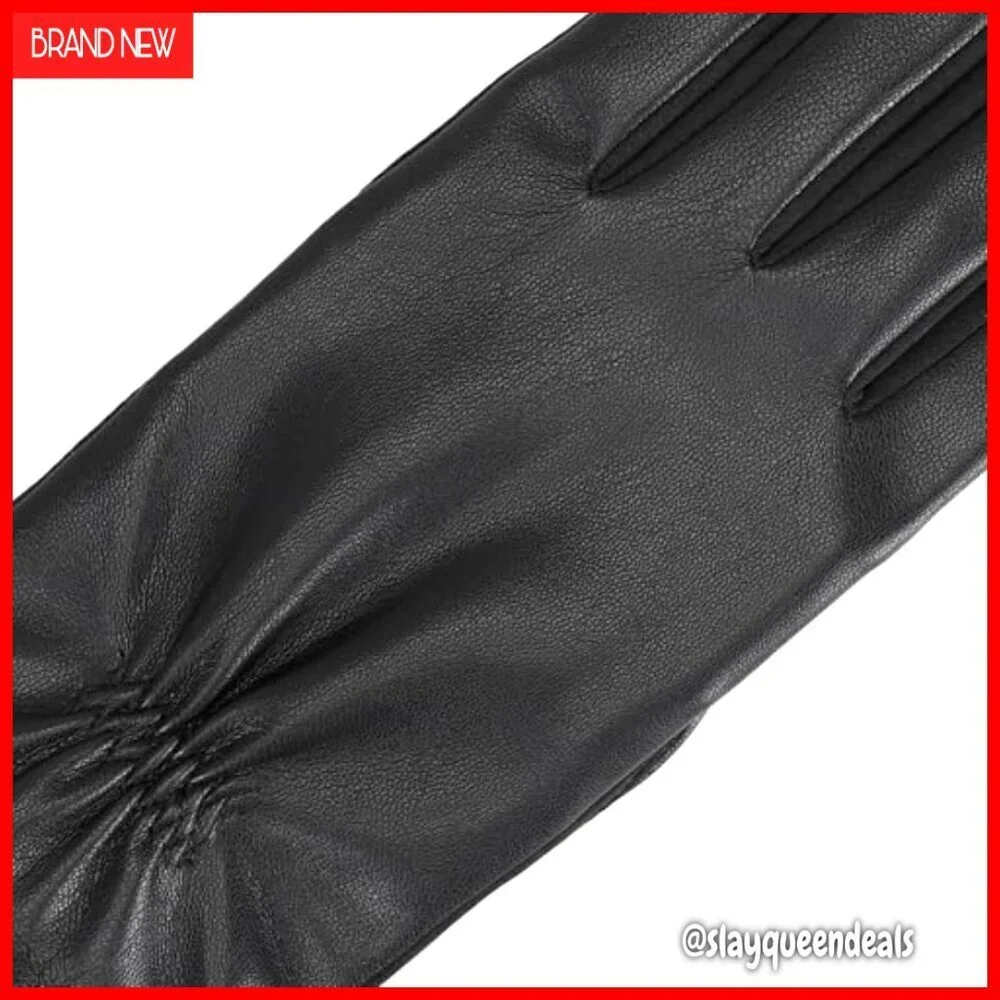 Women's Touchscreen Gloves with Genuine Leather and Fleece Lining